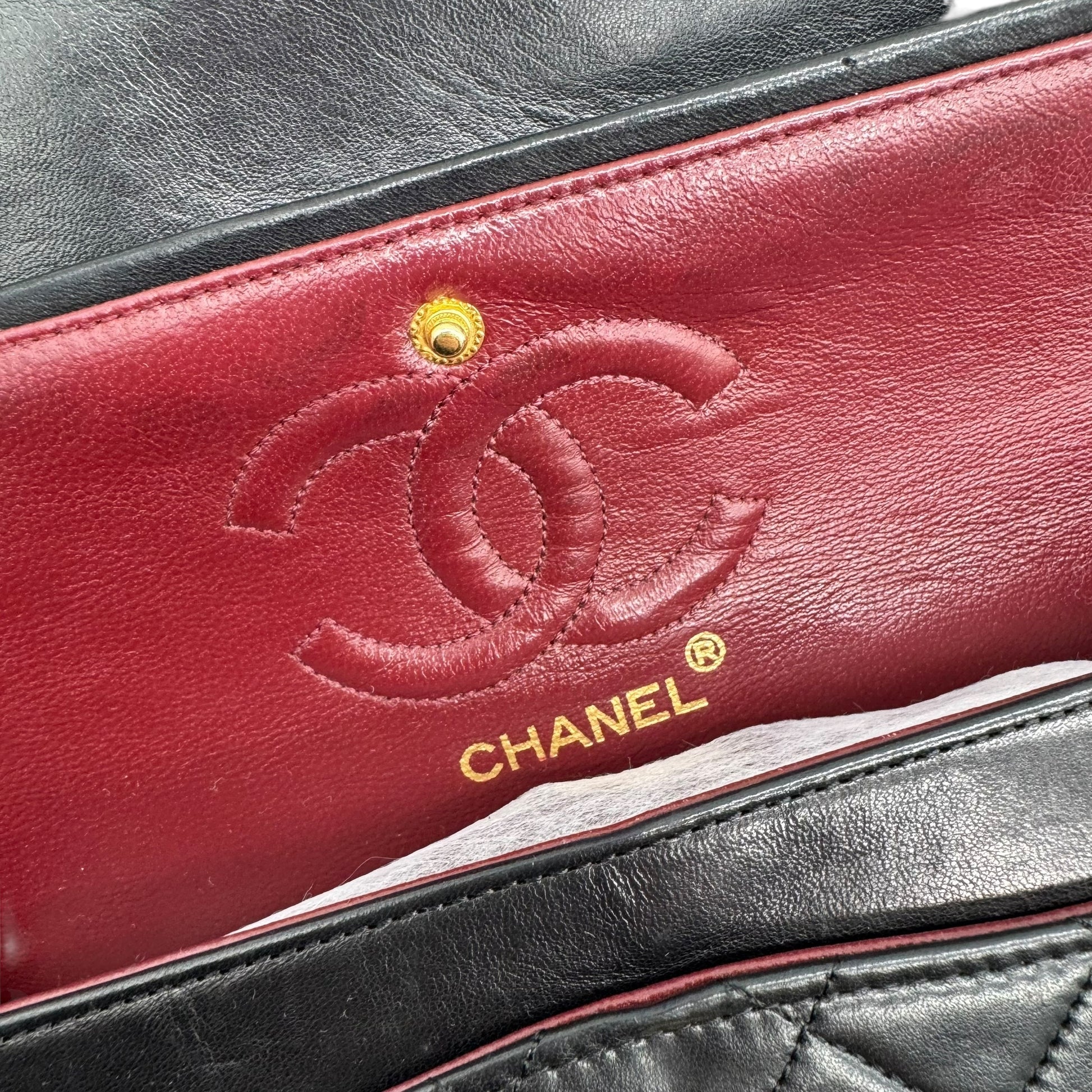 Chanel Black Matelasse Lambskin Small Classic Flap Bag 1989-91 - Outfit Repeater