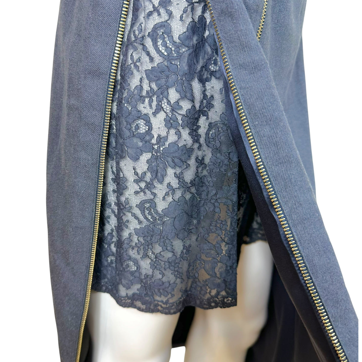 Christian Dior Dark Denim Midi Skirt With Gold Buckle