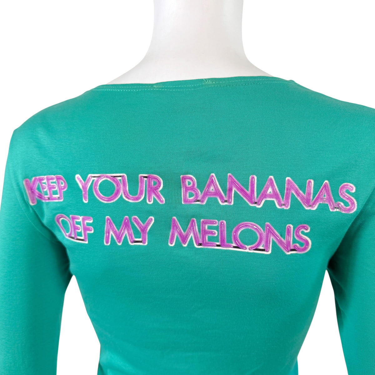 Chloe 3/4 Sleeve T-Shirt Green Banana Graphic Early 2000s