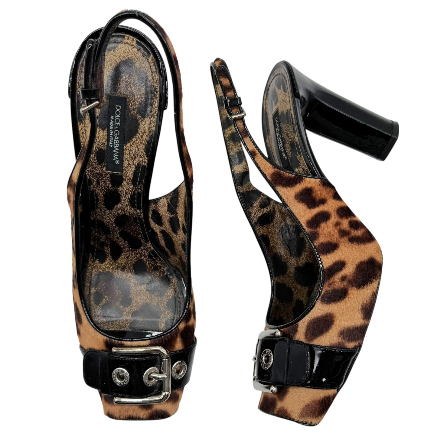 Dolce & Gabbana Leopard Ponyhair Peep-Toe Pump Heels