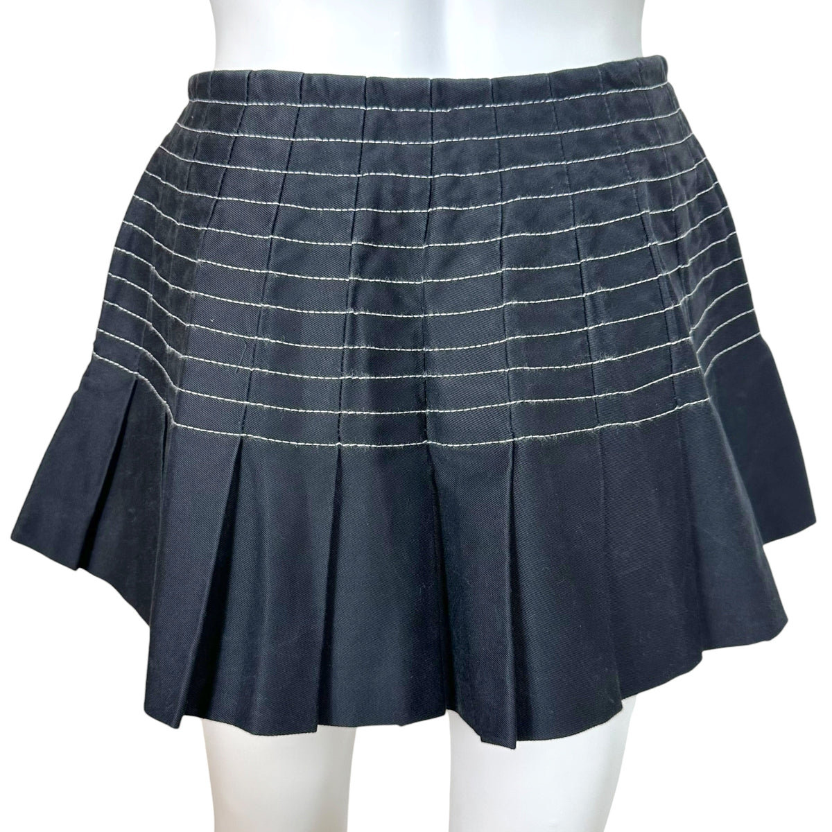 Dsquared2 Black White Contrast Stitch Pleated Mini Skirt