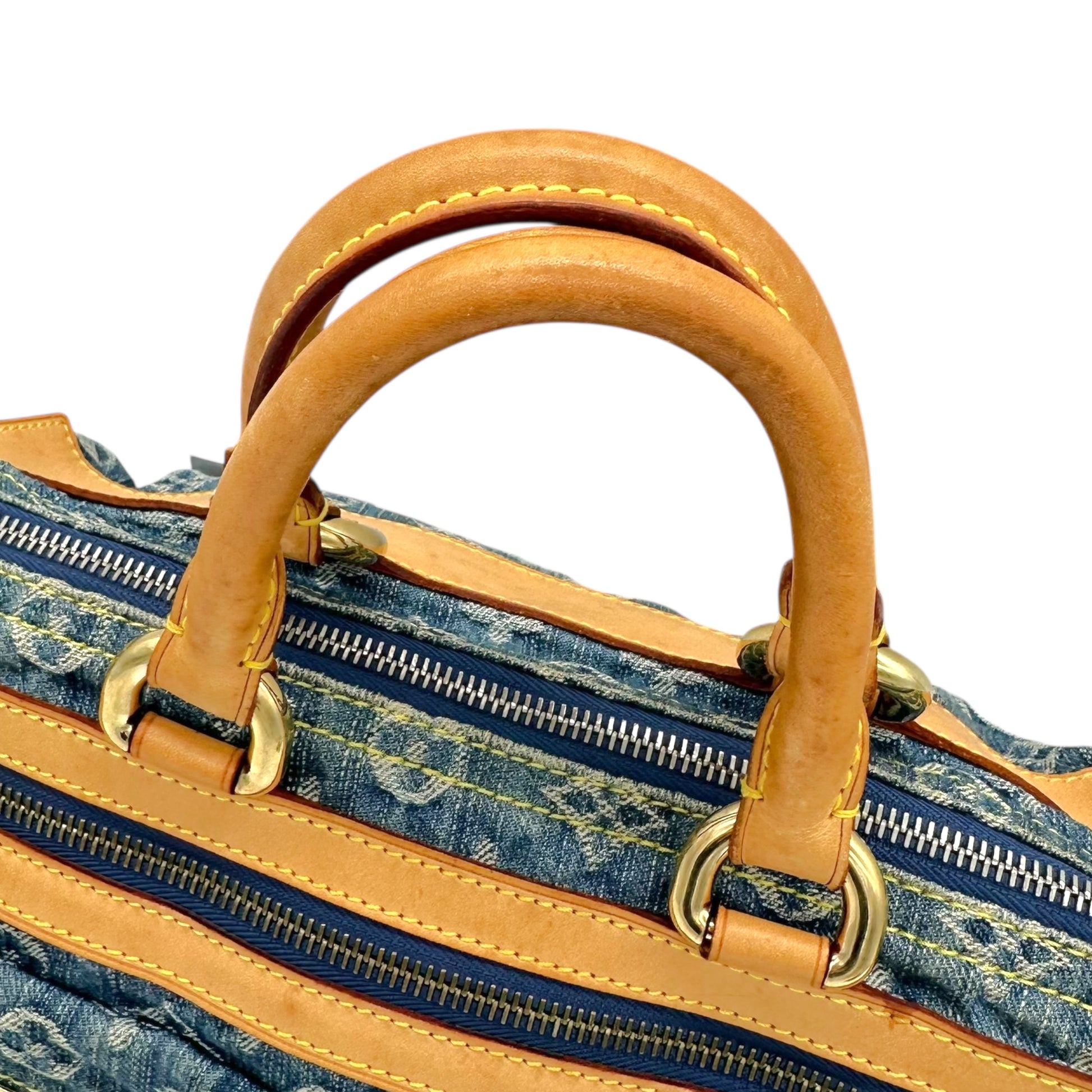 Louis Vuitton Blue Denim Speedy Bag with Leather Accents