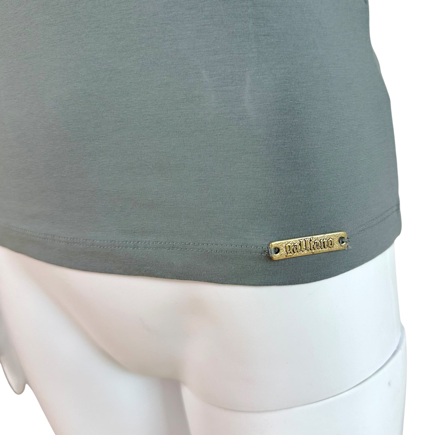 Galliano Gray Gold Glitter Logo Tank Top