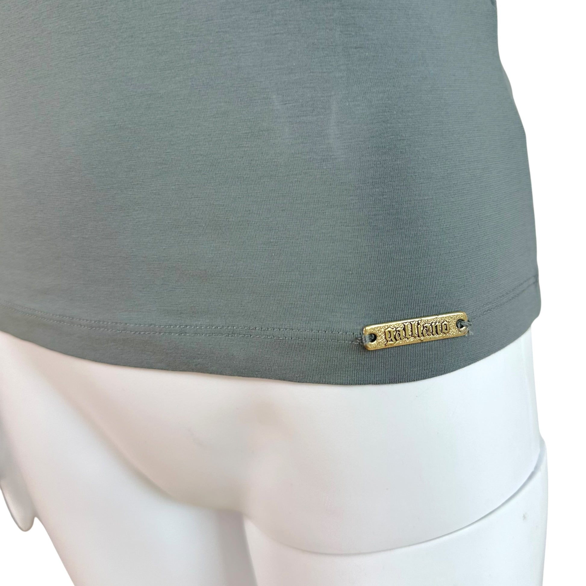 Galliano Gray Gold Glitter Logo Tank Top