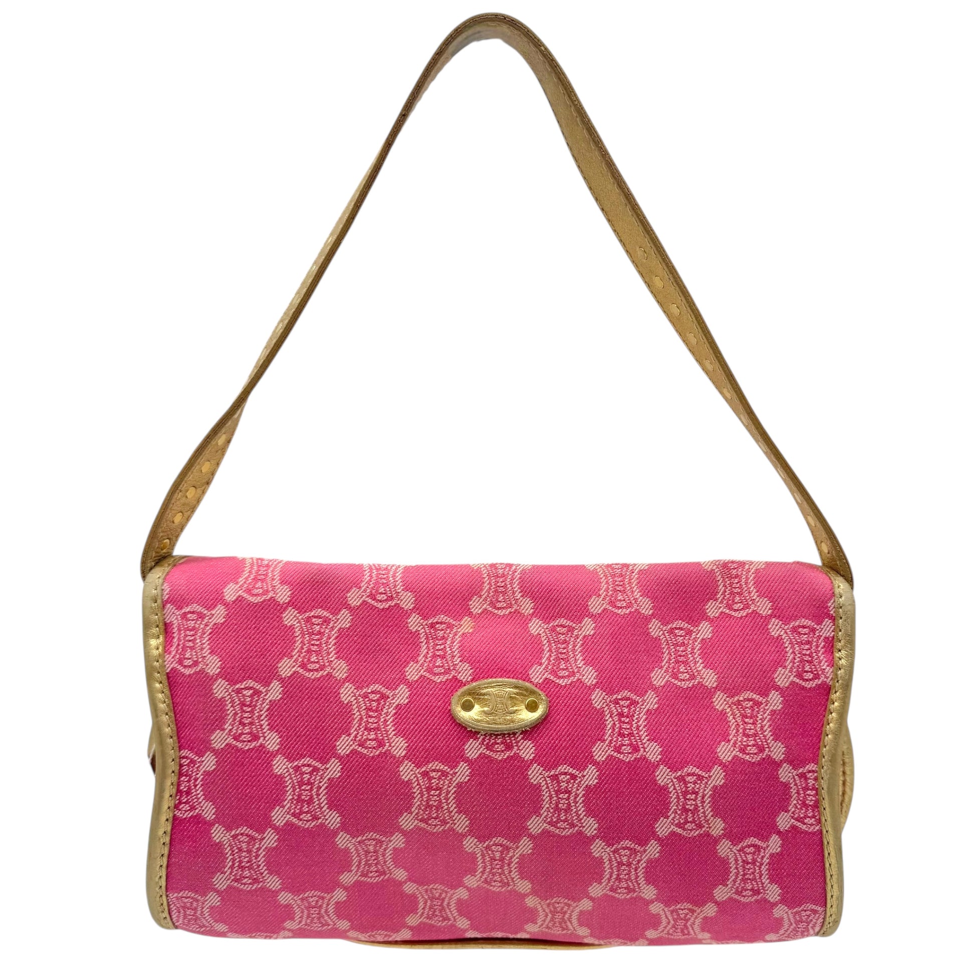 Celine Pink Denim Triomphe Monogram Poulbot Bag - Outfit Repeater