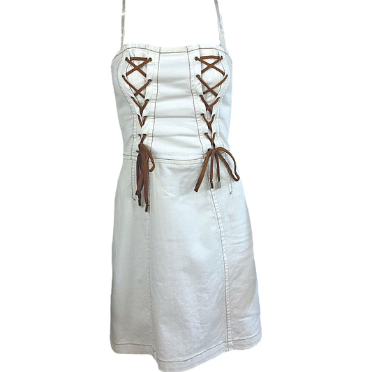 D&G Dolce & Gabbana White Lace Up Denim Dress