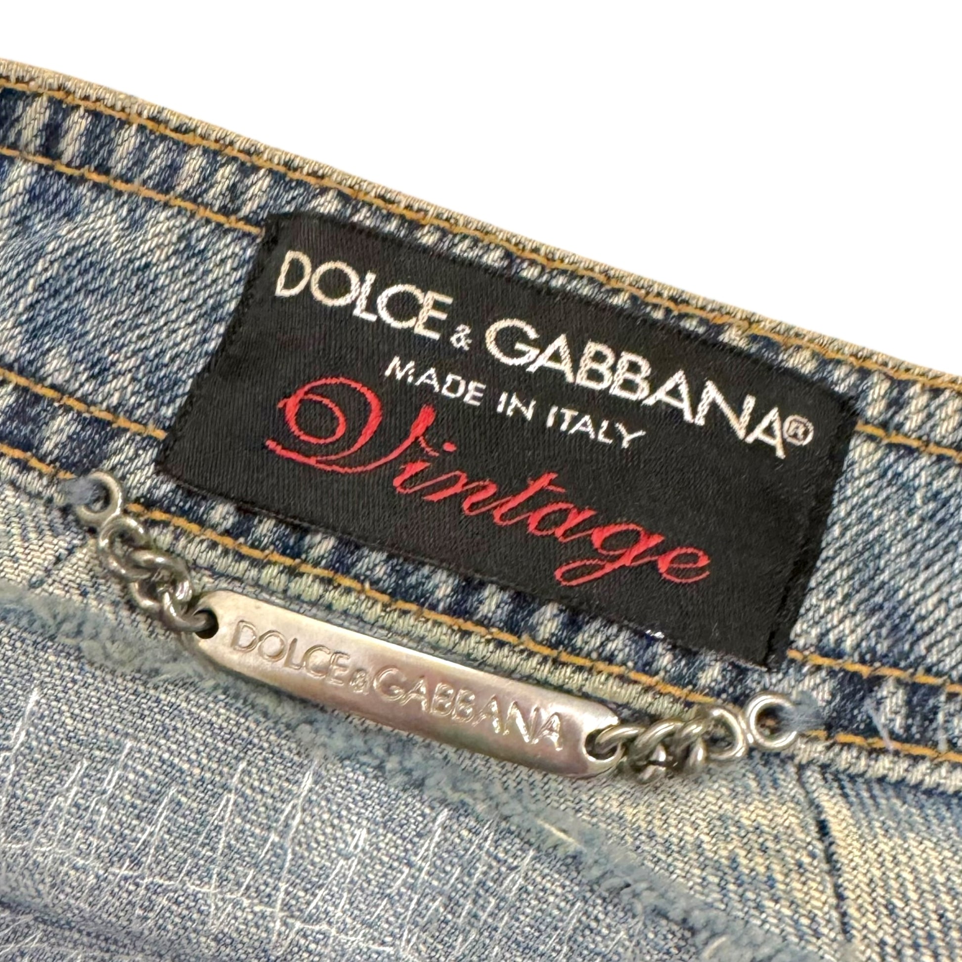 Dolce & Gabbana Denim Hook & Eye Rhinestone Logo Collar Denim Jacket - Outfit Repeater