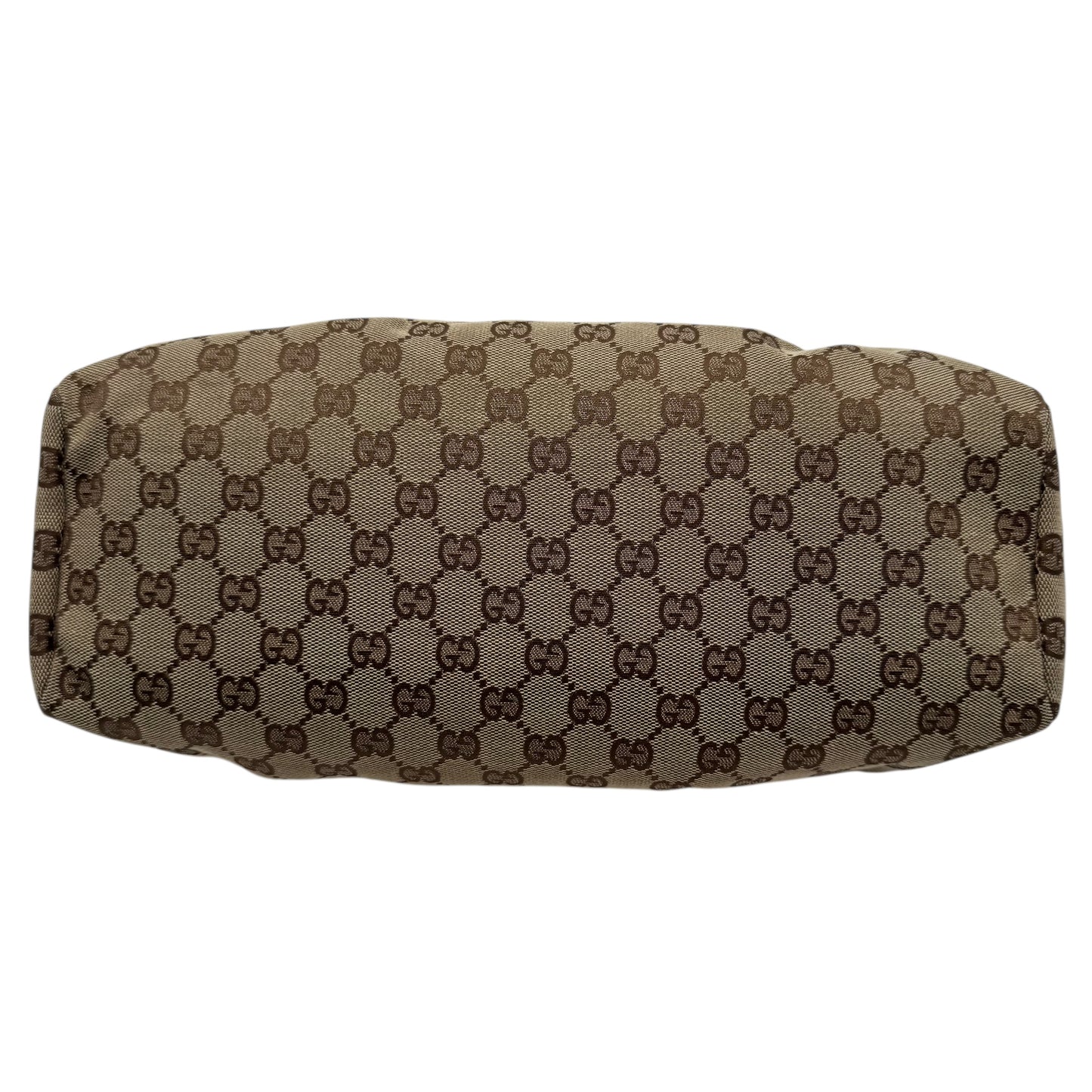 Gucci East-West Bag Tan Monogram Canvas Wooden Frame