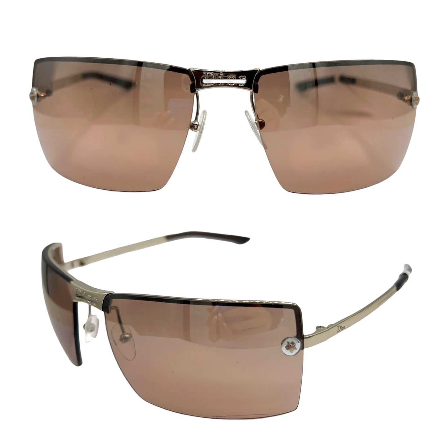 Christian Dior Adiorable2 Brown & Silver Rimless Rectangle Sunglasses