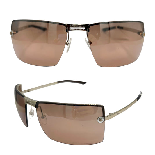 Christian Dior Adiorable2 Brown & Silver Rimless Rectangle Sunglasses