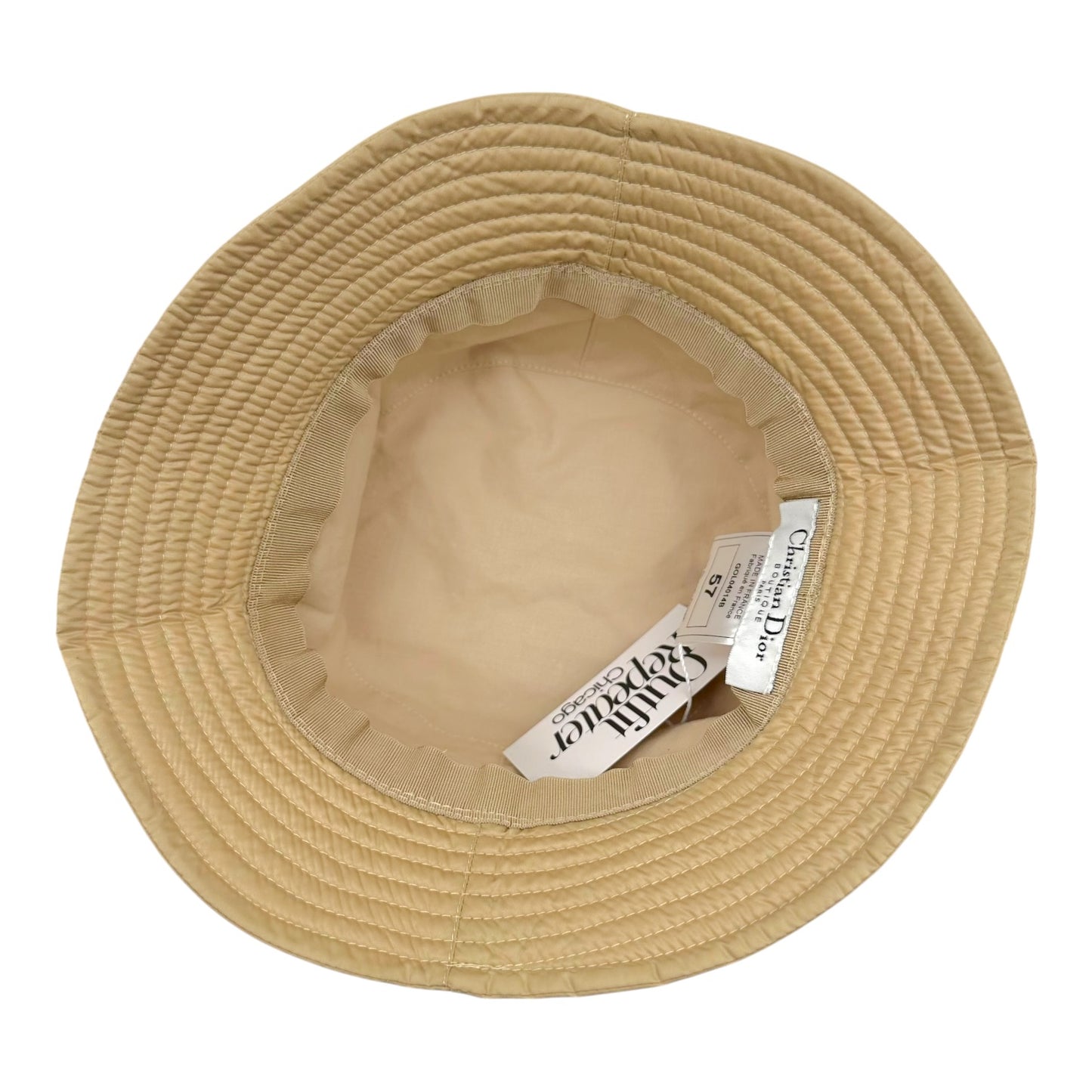 Christian Dior Tan & Black Embroidered Logo Crest Bucket Hat