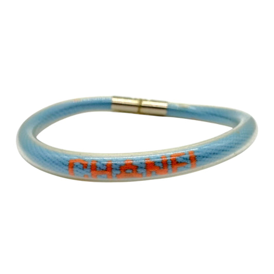 Chanel Sport 2000 Blue Orange Rubber Coated Logo Bracelet