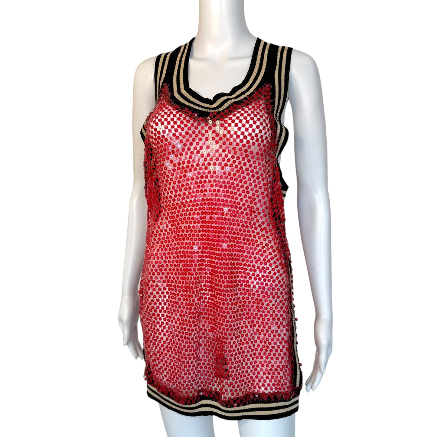 Jean Paul Gaultier Red Sequin 'Jersey' Tank