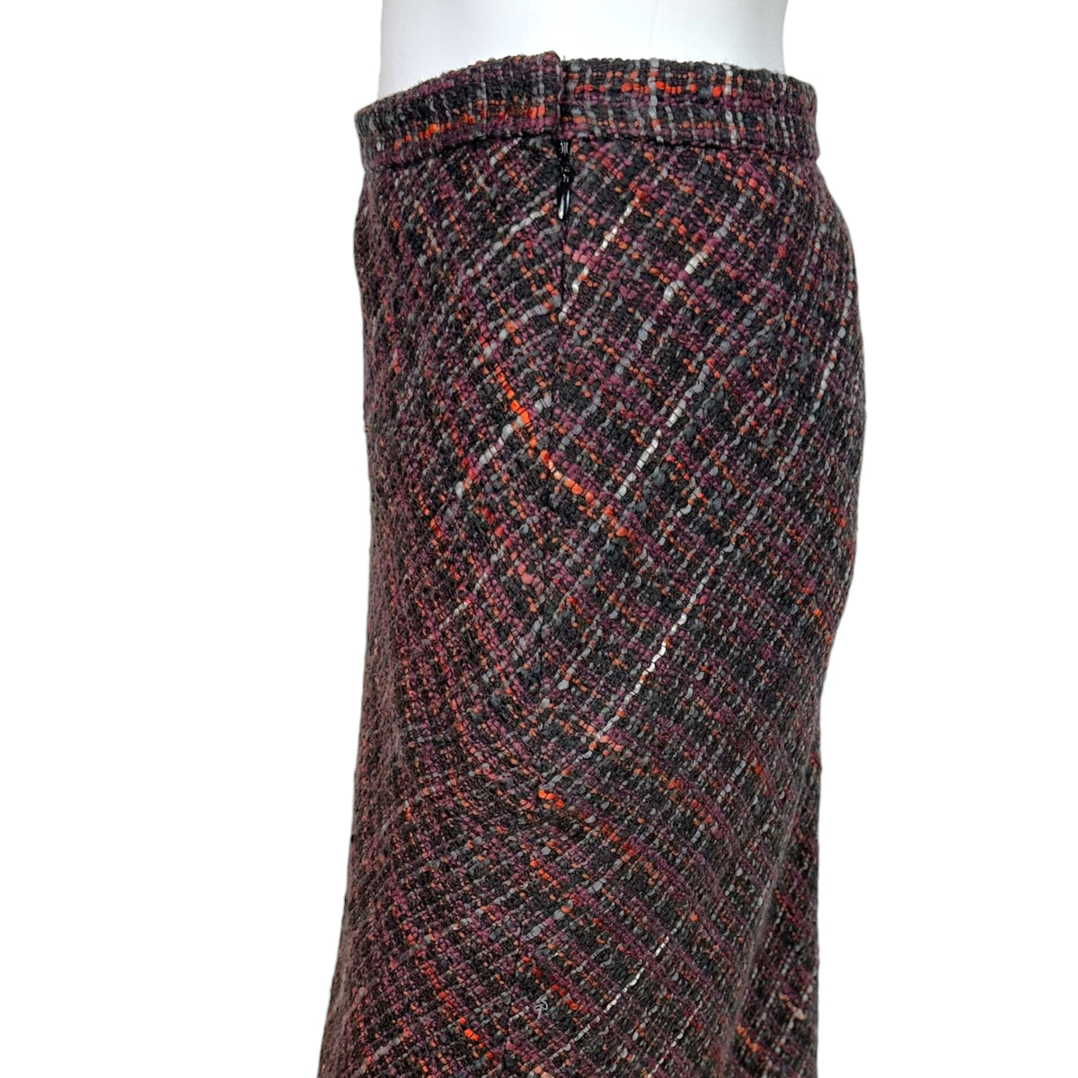 Dolce & Gabbana Purple Multicolor Tweed Midi Skirt