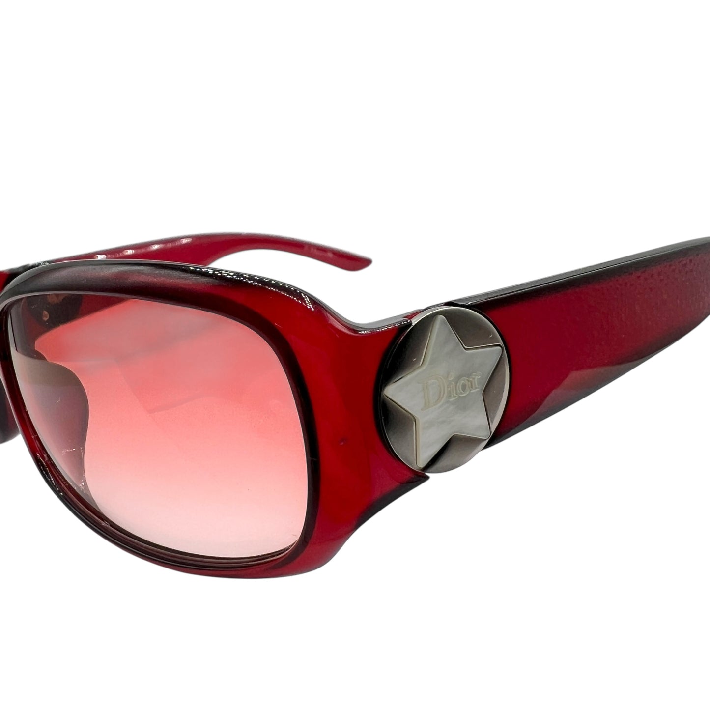 Christian Dior DiorStarShineRed Star Logo Arm Rectangle Sunglasses w/ Case