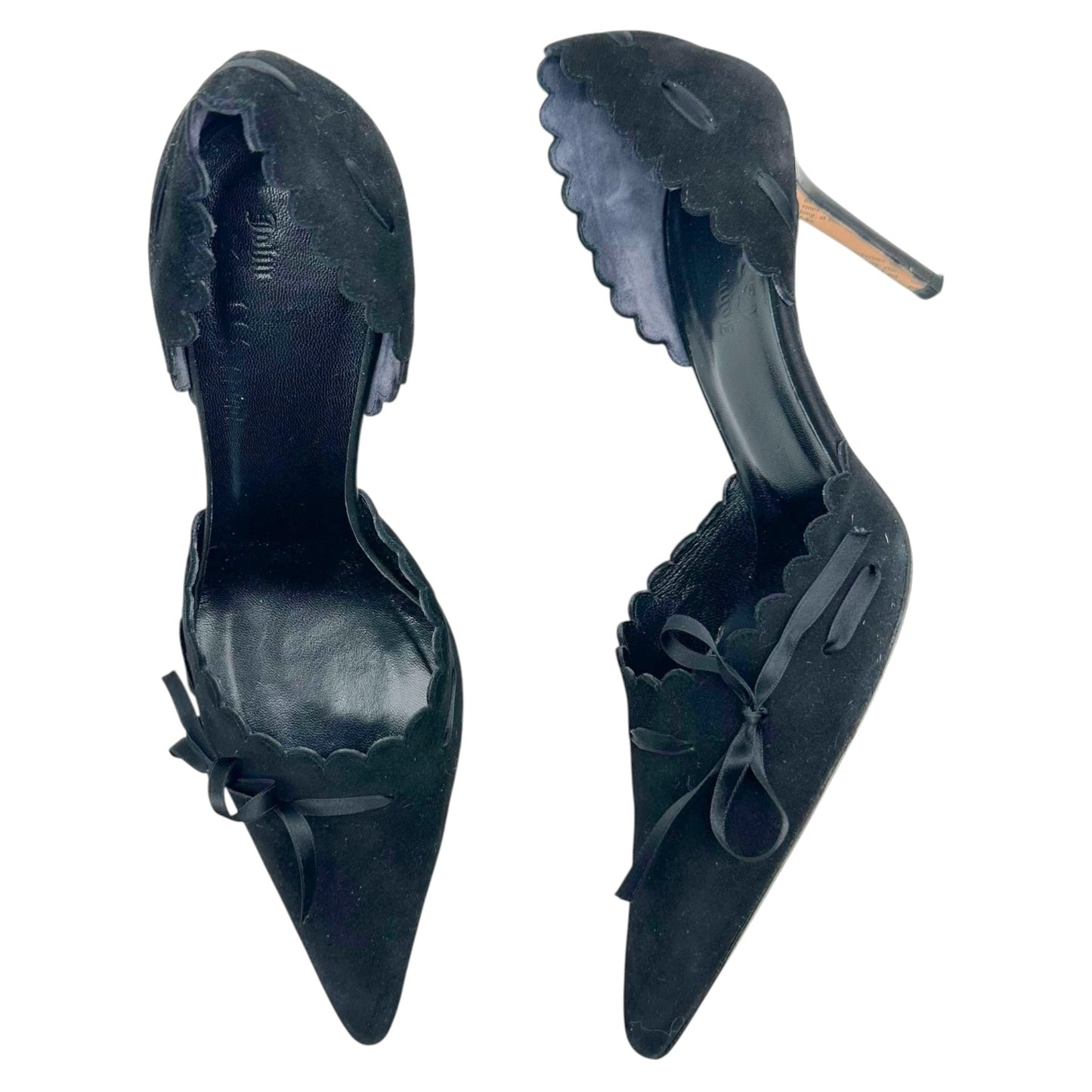 John Galliano Black Suede D'Orsay Heels