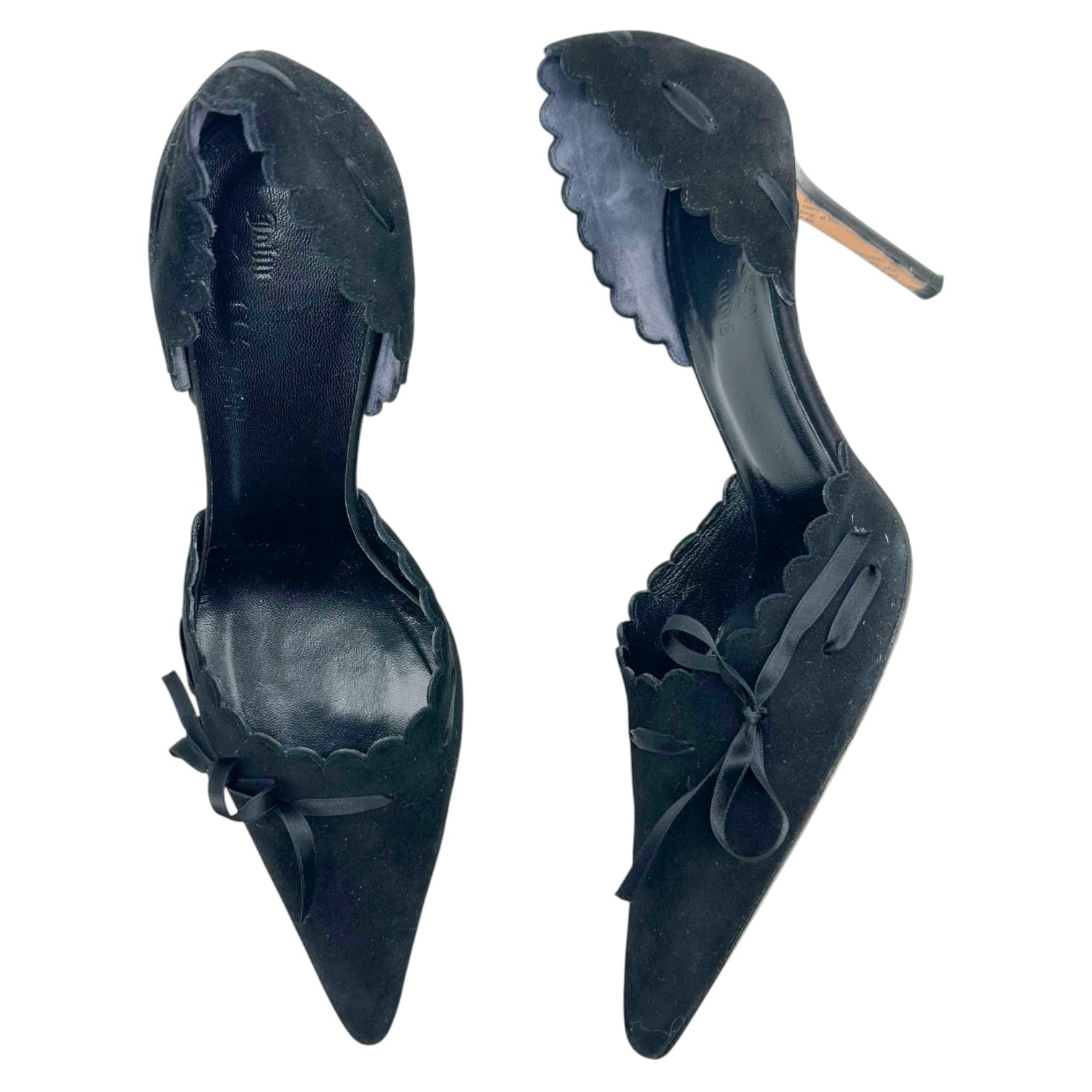 John Galliano Black Suede D'Orsay Heels