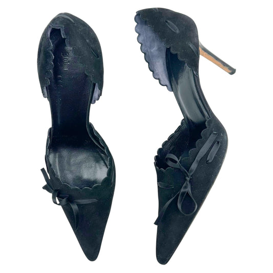 John Galliano Black Suede D'Orsay Heels