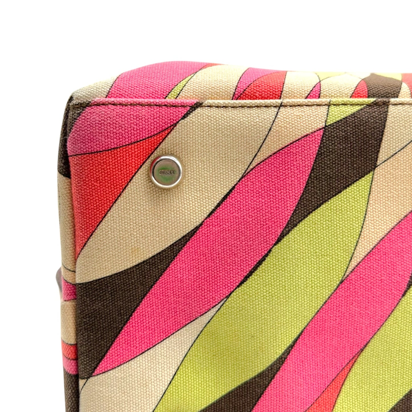 Emilio Pucci Large Canvas Tote Bag Pink Orange Brown