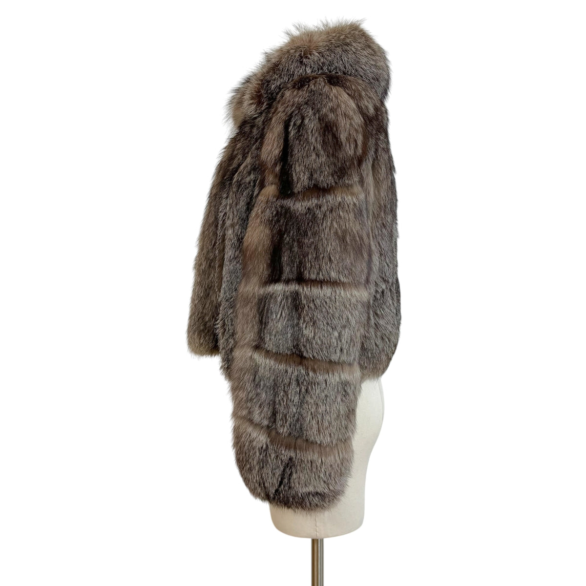 Sabel Fur Cropped Silver Fox Fur Coat