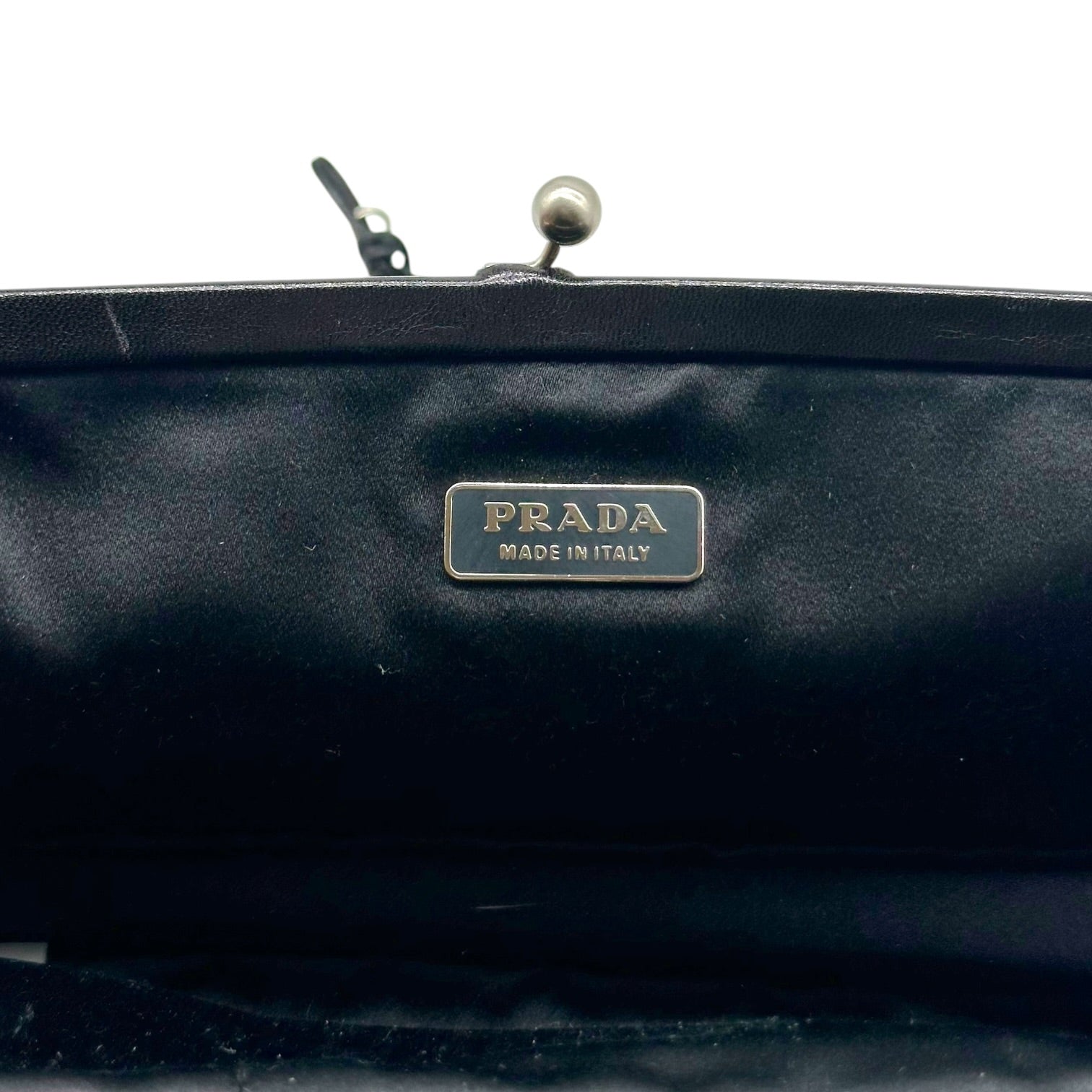 Prada Pink Black Floral Applique Clutch Bag