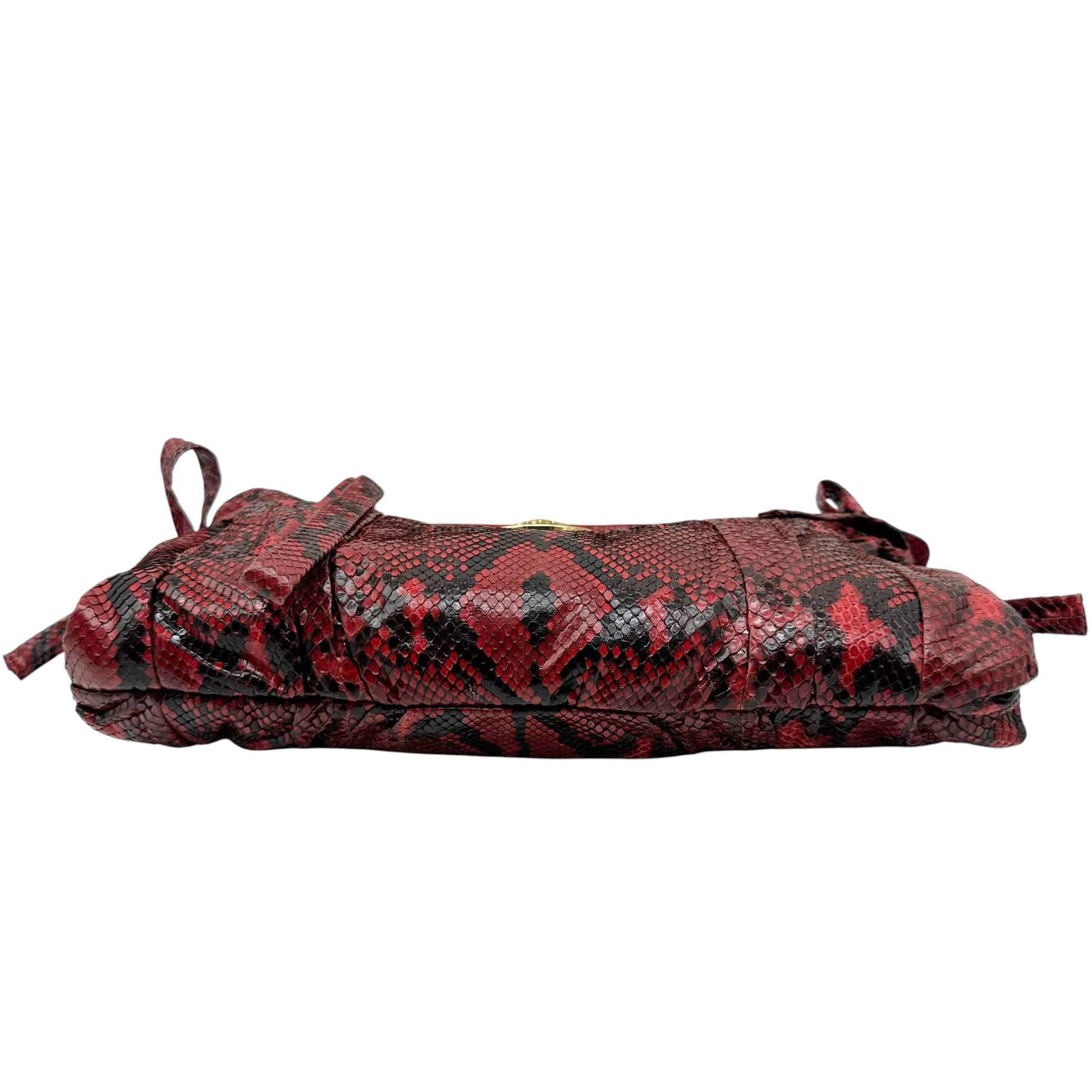 Gucci Python Hysteria Clutch Bag Red Black