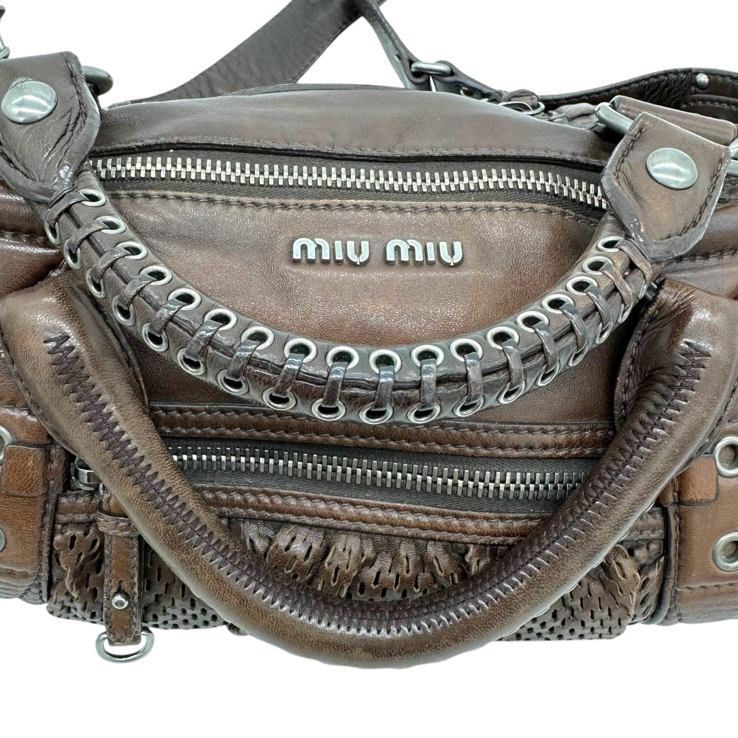 Miu Miu Perforated Leather 2-Way Bag - Outfit Repeater