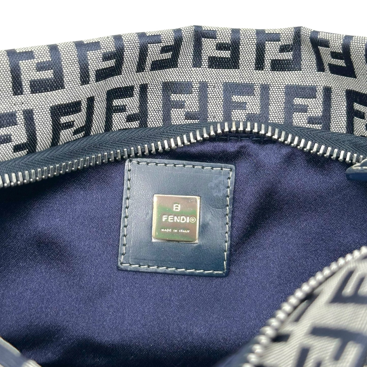 Fendi Navy Blue Zucchino Monogram Boat Pochette Mini Bag