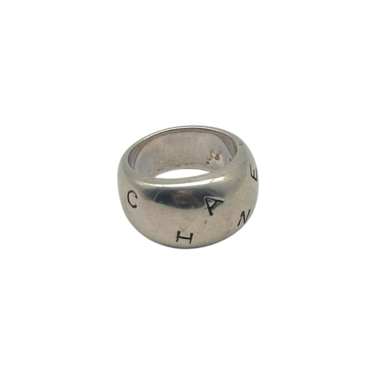 Chanel 925 Sterling Silver Spell-Out Logo Ring