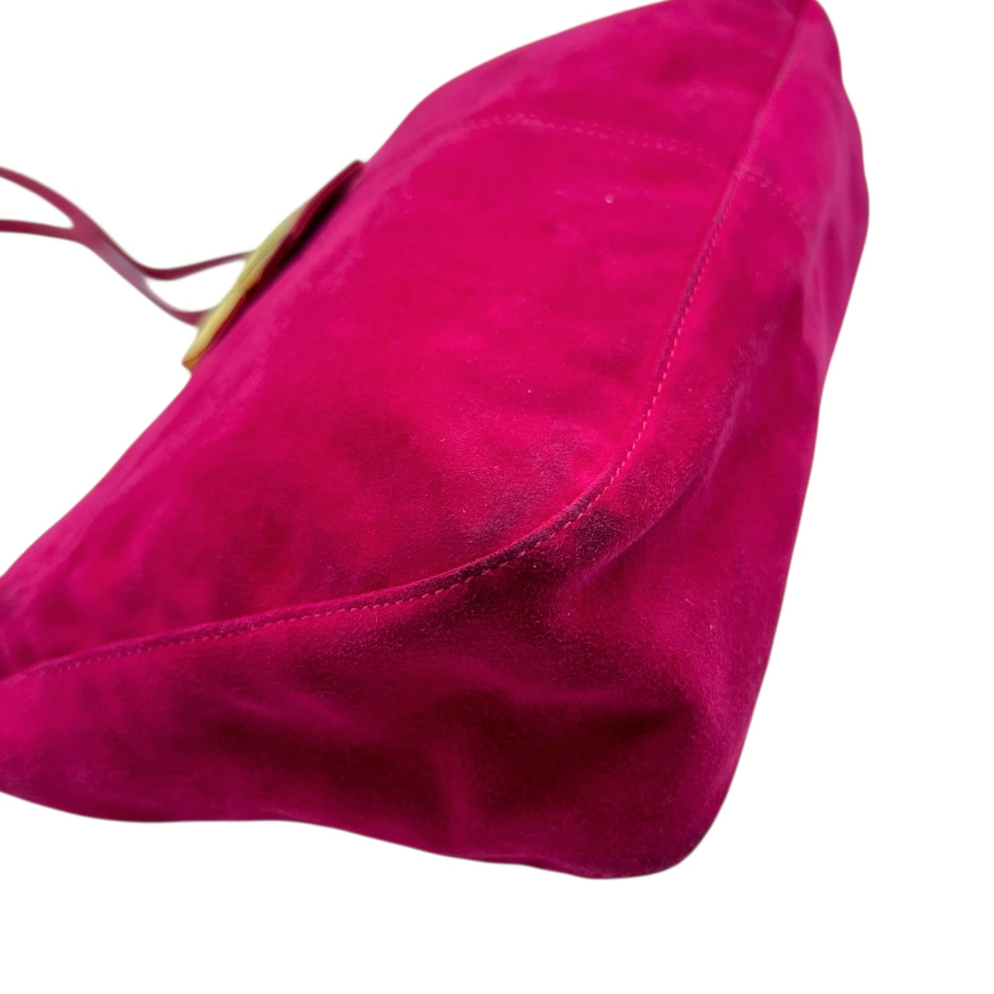 Fendi Hot Pink Suede Small Baguette Tote Bag