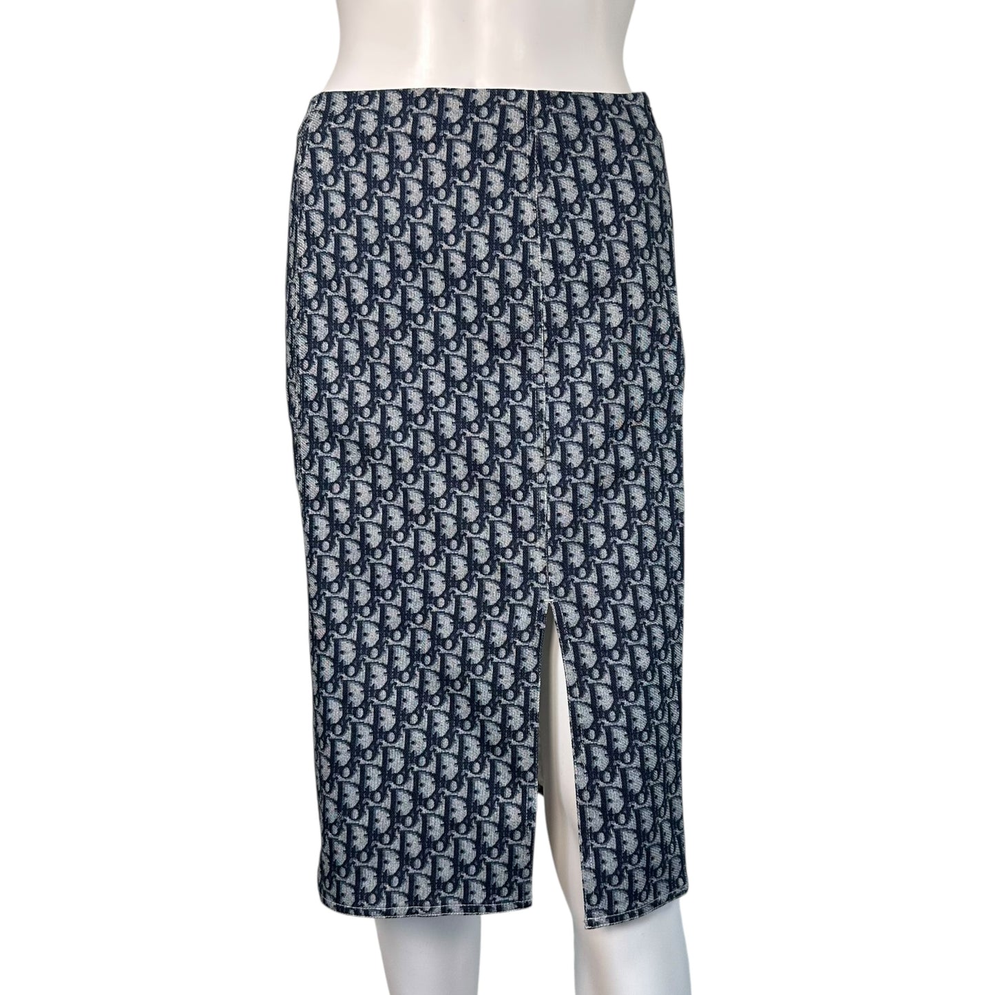 Christian Dior S/S 2002 Blue Trotter Monogram Midi Skirt