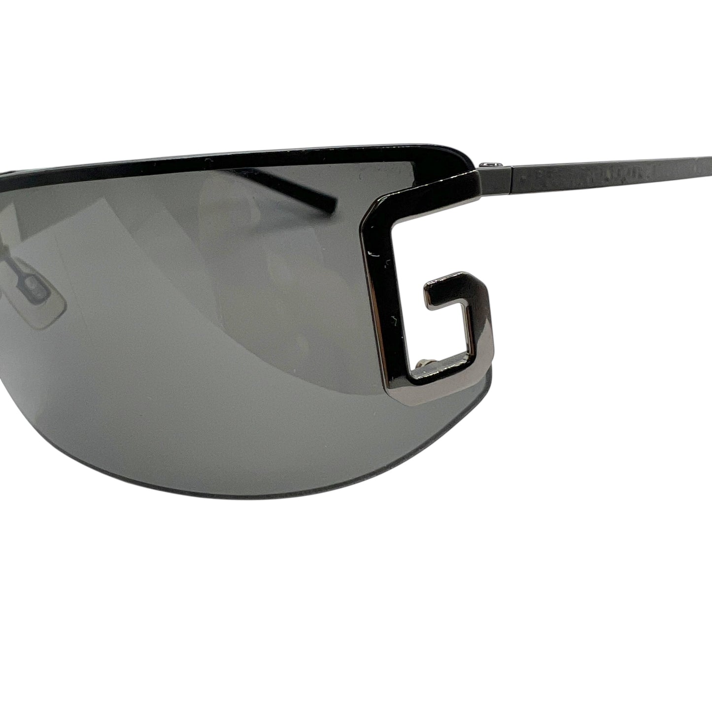 Dolce & Gabbana Black & Silver Rimless DG Logo Shield Sunglasses DG 610S