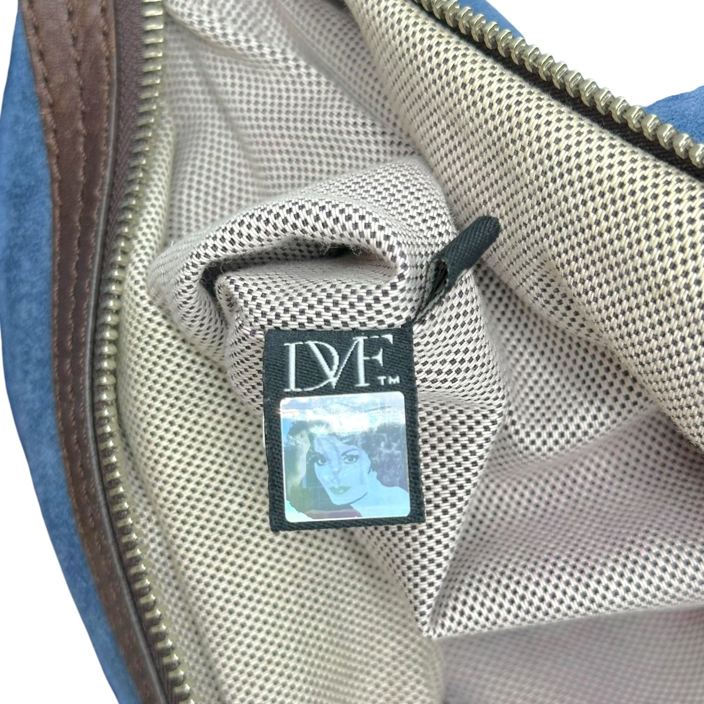 Diane von Furstenberg Blue Metallic Woven Leather Large Hobo Bag