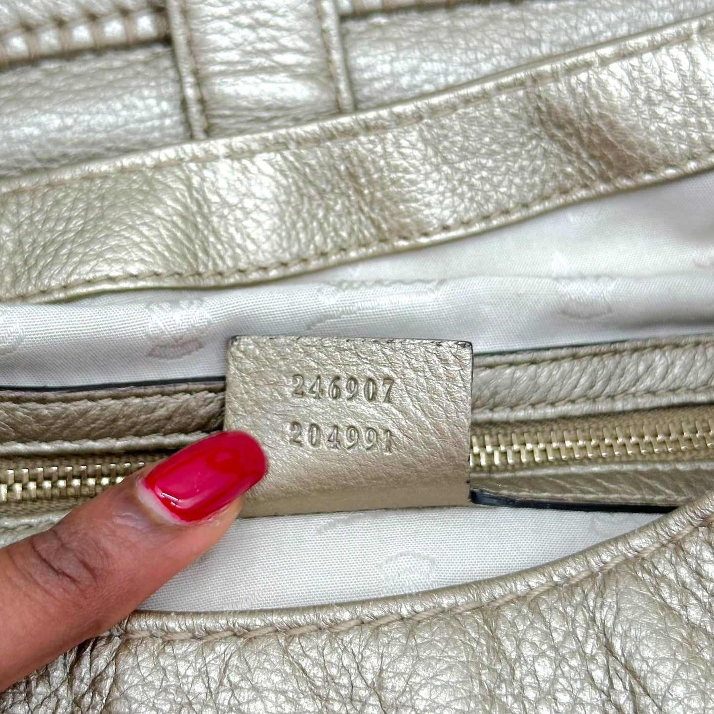 Gucci Metallic Champagne New Jackie 2-Way Hobo Bag