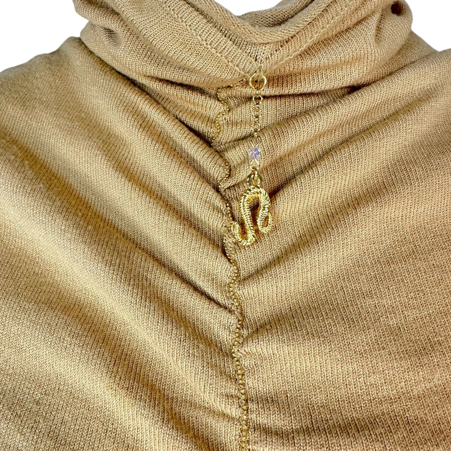 Roberto Cavalli Beige Knit Sleeveless Turtleneck