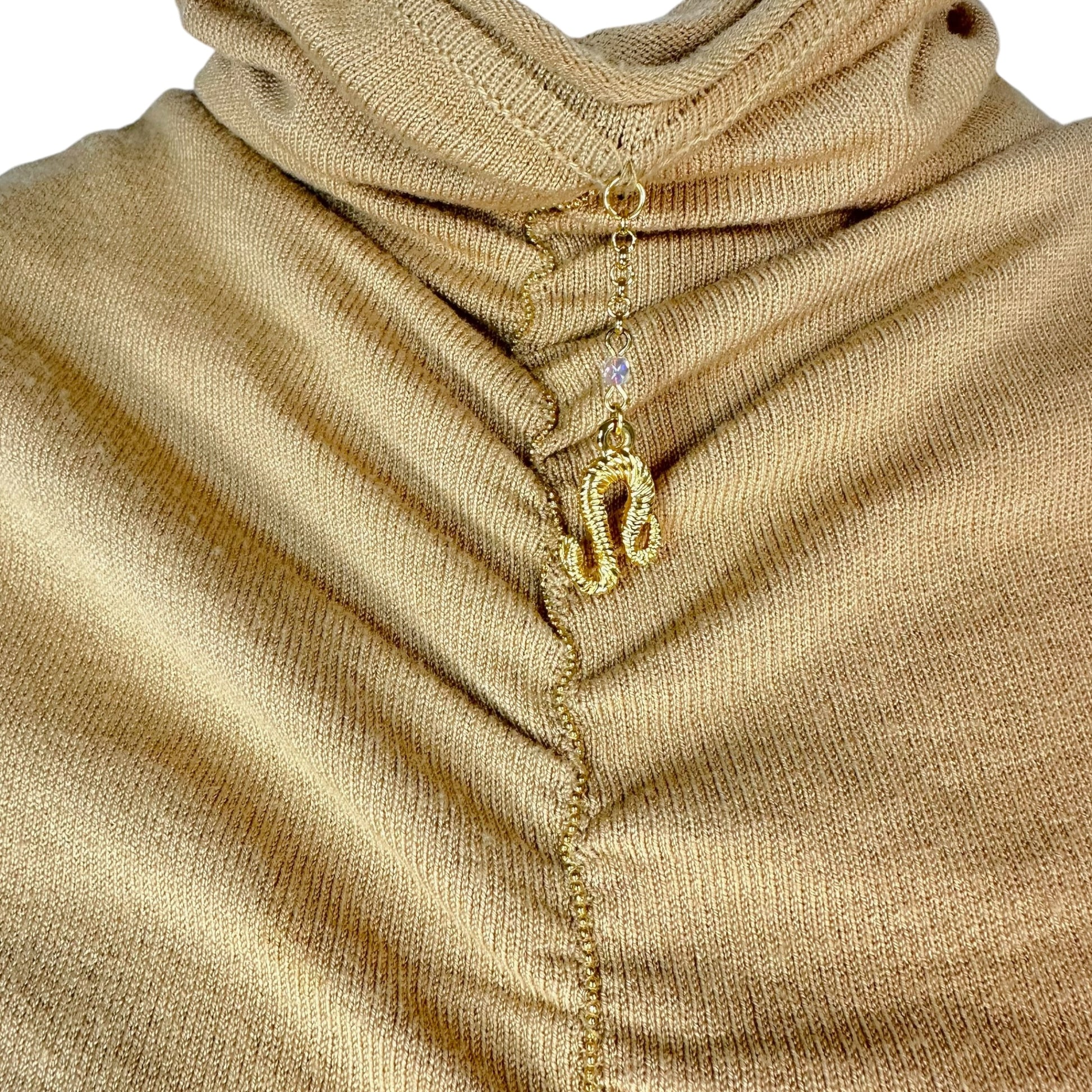 Roberto Cavalli Beige Knit Sleeveless Turtleneck