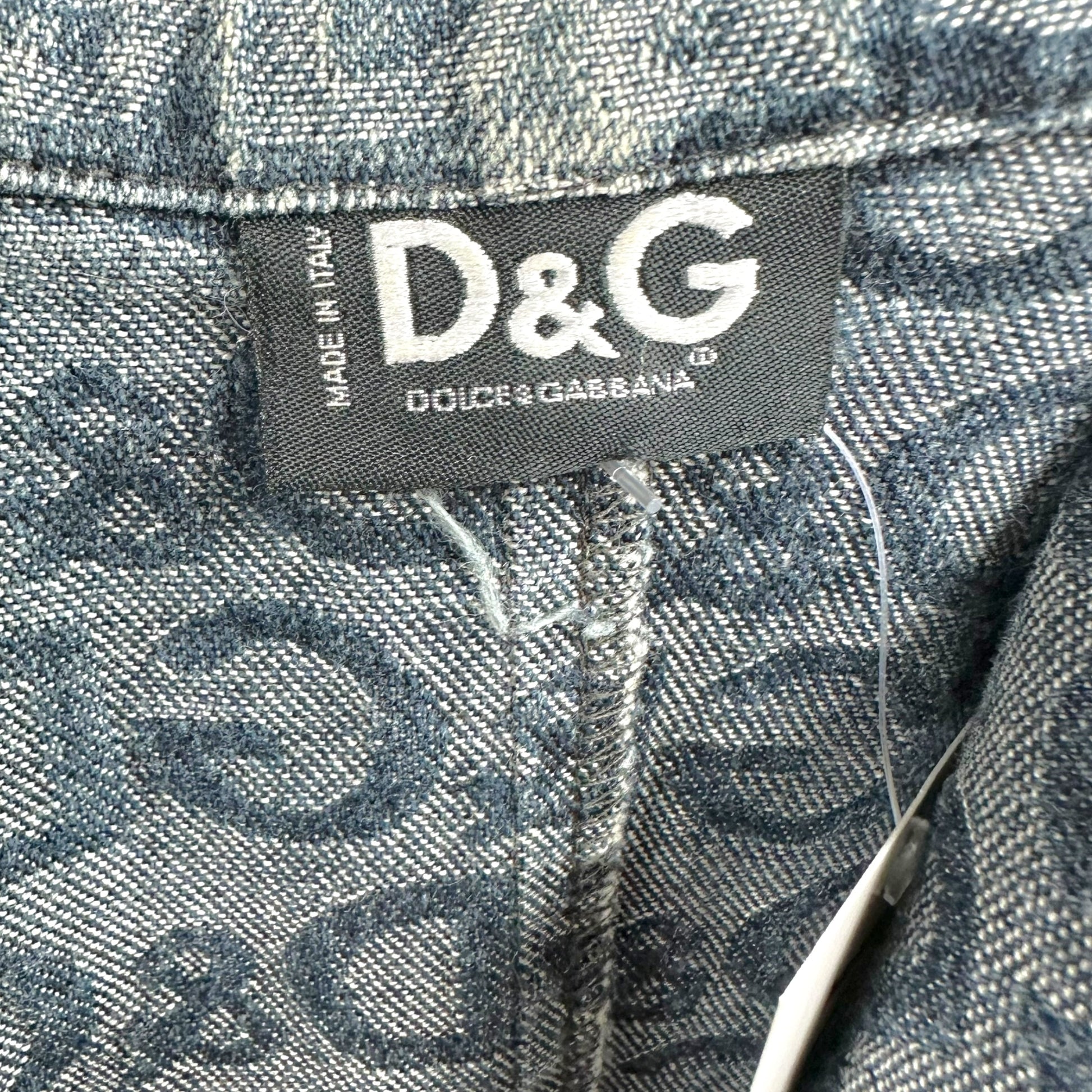 D&G Pleated Denim Mini Dress All-Over Logo Pattern