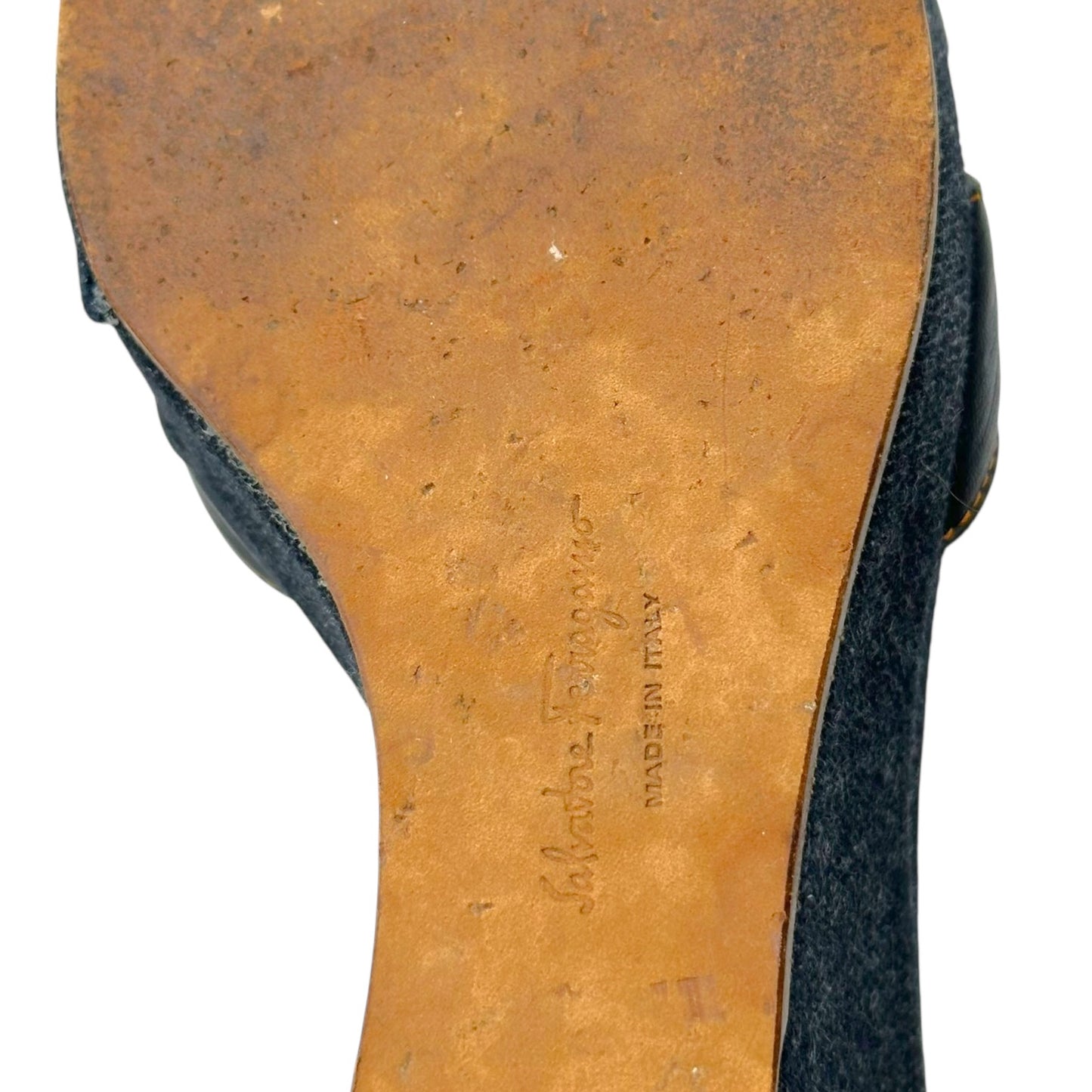 Salvatore Ferragamo Denim Mule Wedge Sandals