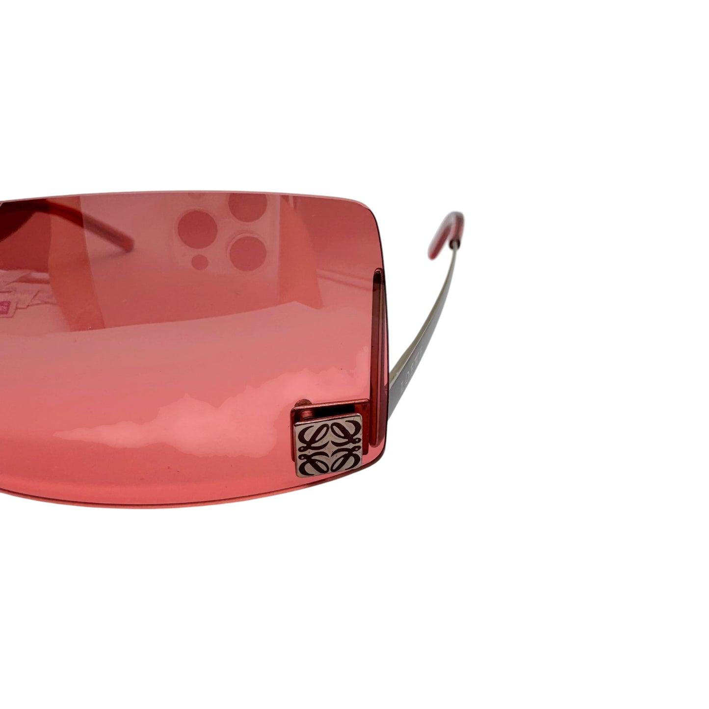 Loewe Red Rimless Logo Lens Rectangle SLW103 Sunglasses w/ Case & Box