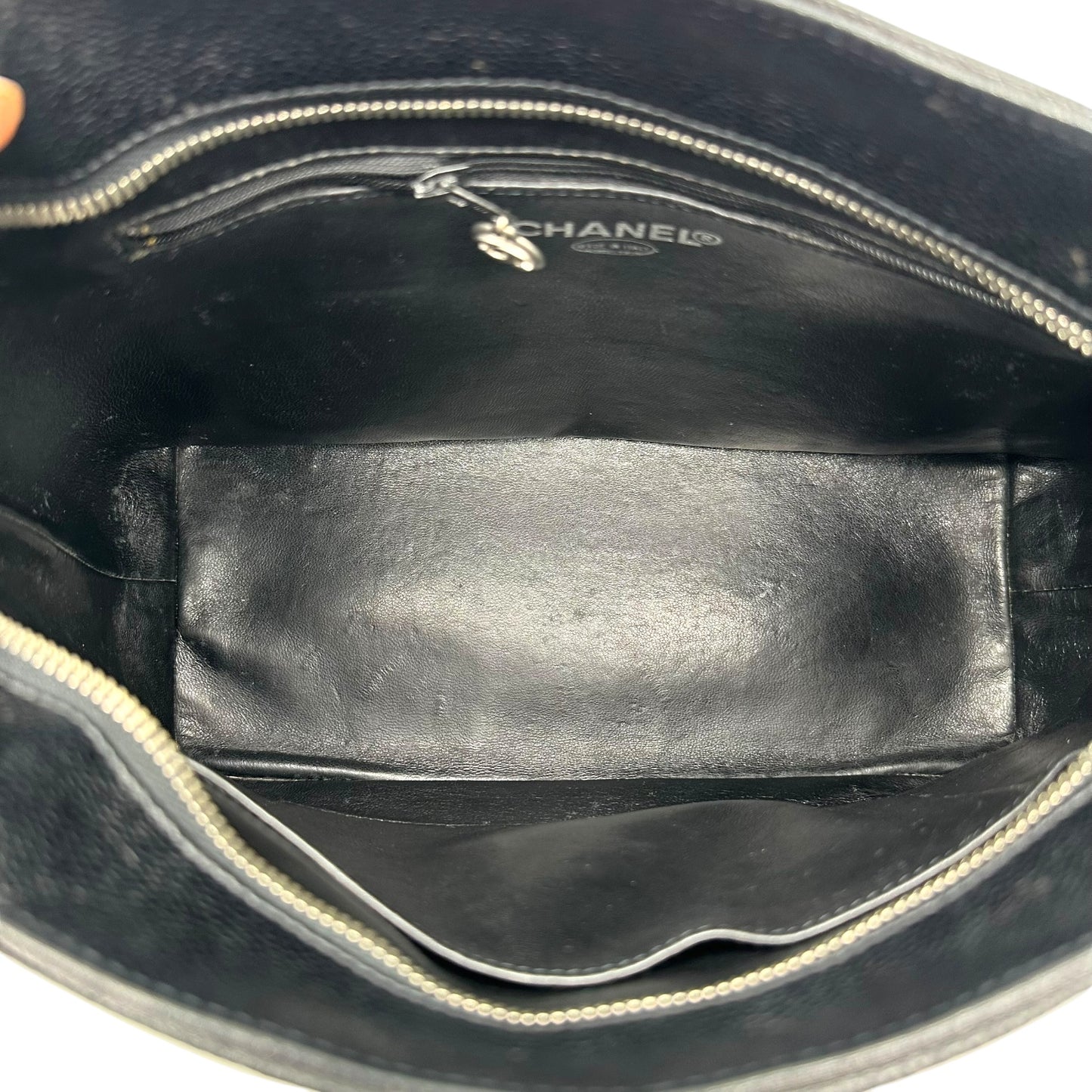 Chanel Black Caviar Medallion Matelasse Quilted Logo Tote Bag - Outfit Repeater