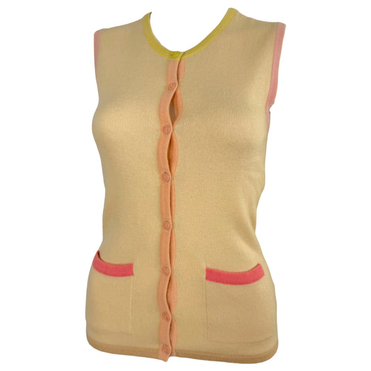 Chanel Cruise 1998 Contrast Trim Cashmere Vest Top