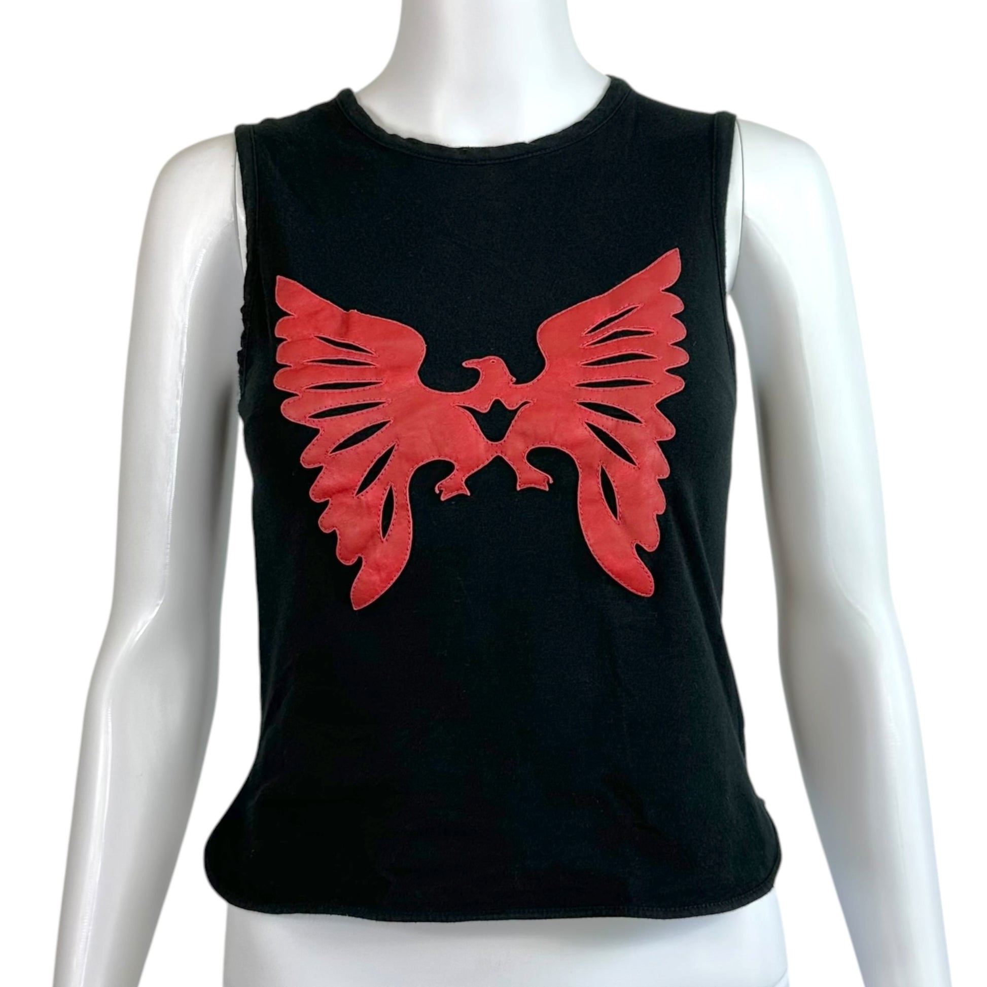 Dolce & Gabbana Black Red Leather Eagle Tank Top