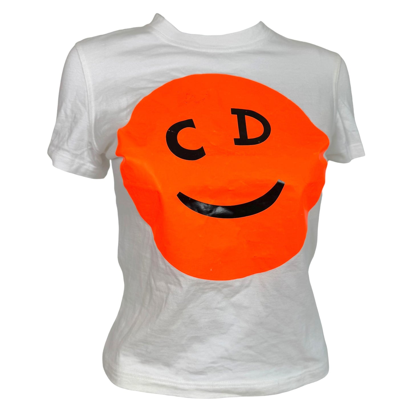Christian Dior F/W 2001 White & Neon Orange CD Smiley Face T-Shirt