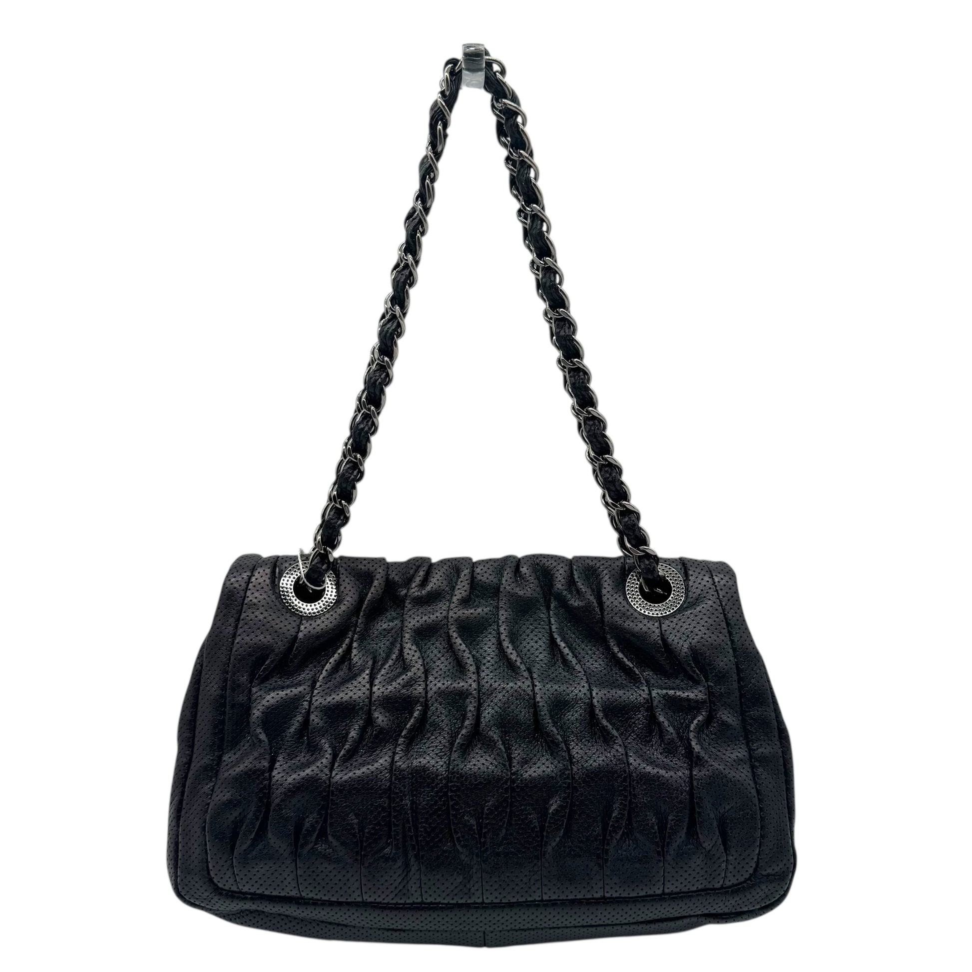 Chanel Black Perforated Leather Shoulder Bag - Outfit Repeater