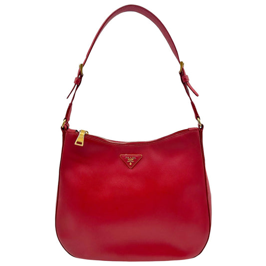Prada Red Saffiano Leather Hobo Shoulder Bag