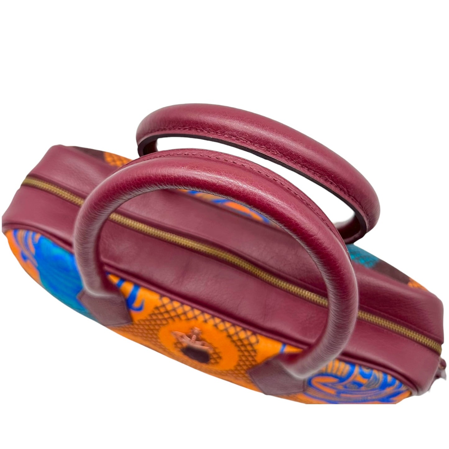 Vivienne Westwood Bowler Bag Burgundy Orange Wool Leather