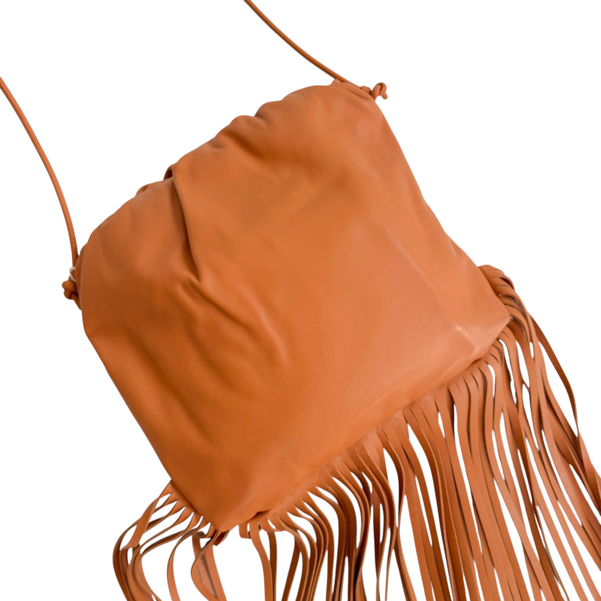 Bottega Veneta Cognac Brown Fringe Pouch Shoulder Clutch Bag