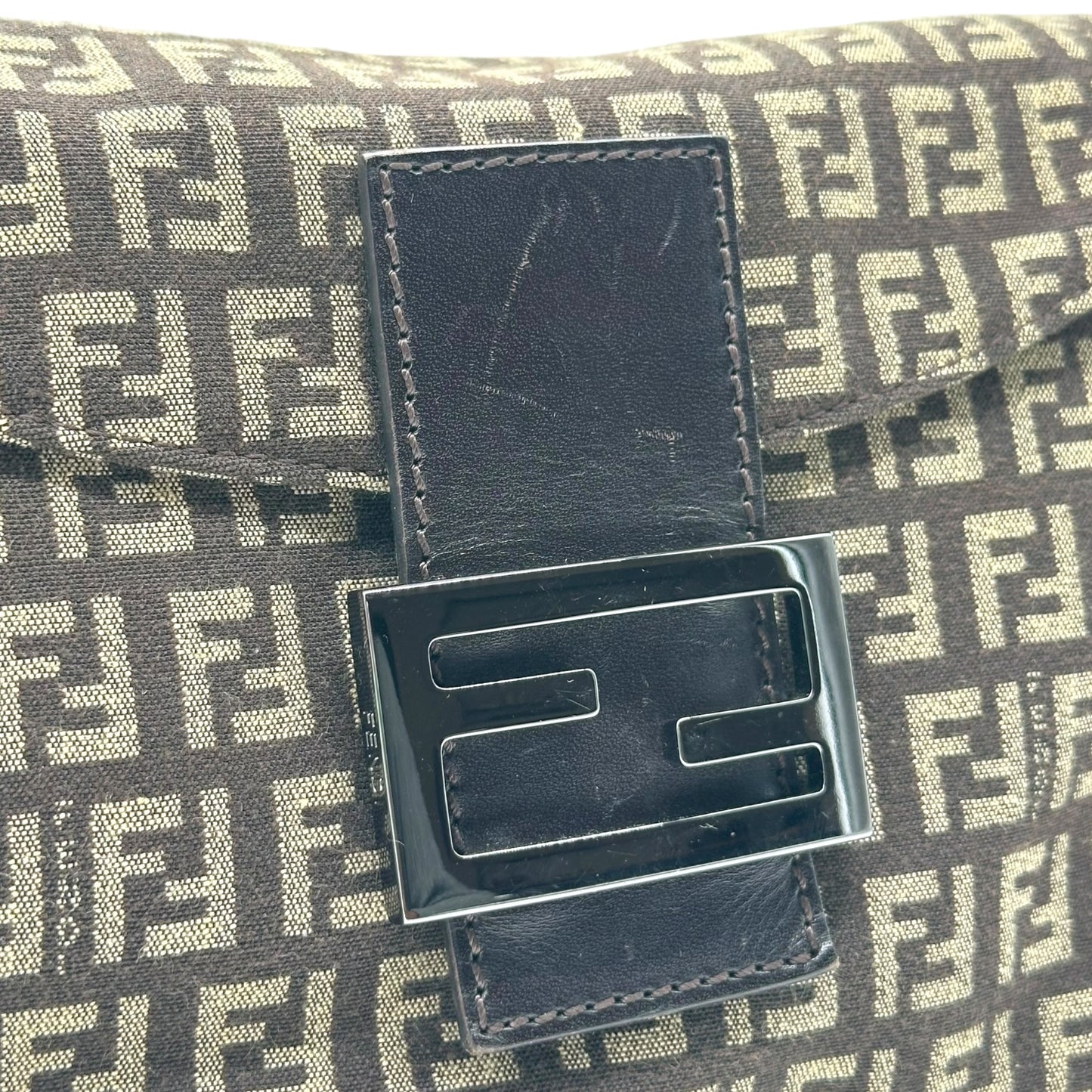 Fendi Brown Zucchino Fold-Over Baguette Bag
