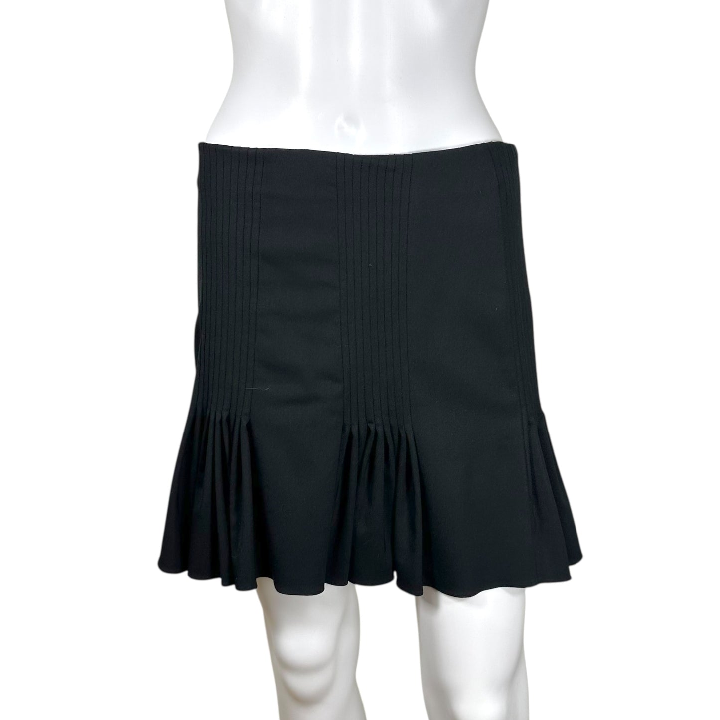 John Galliano Black Wool Pleated Mini Skirt