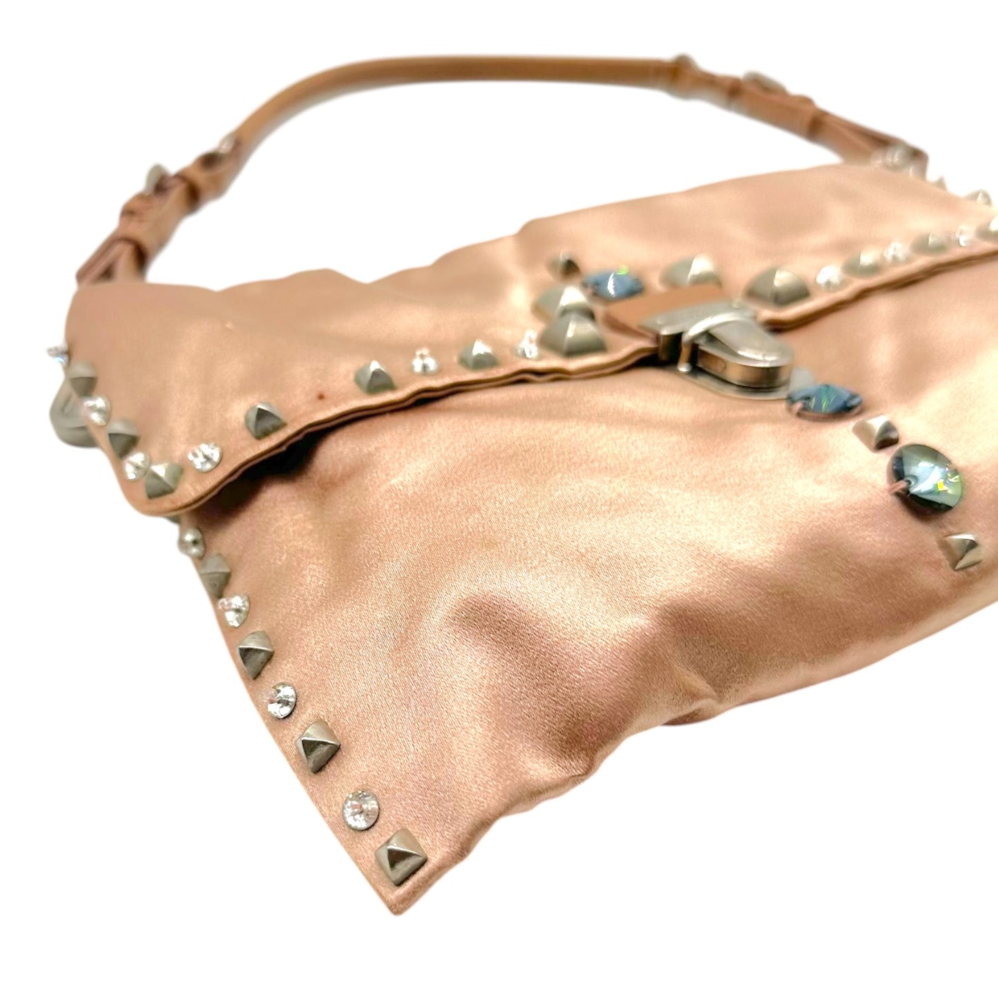 Prada Pink Silk Mini Bag With Studs